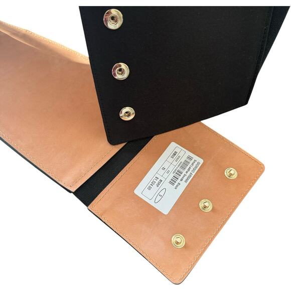 Giorgio Armani Wide Black Satin Leather Belt Size 85 - Picture 7 of 9